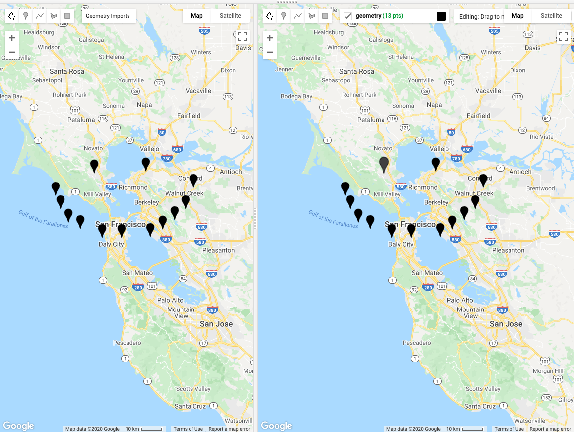 Linked maps with geometries