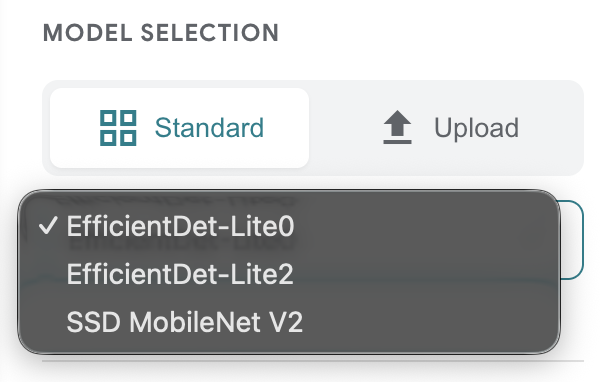 MediaPipe Studio application select model