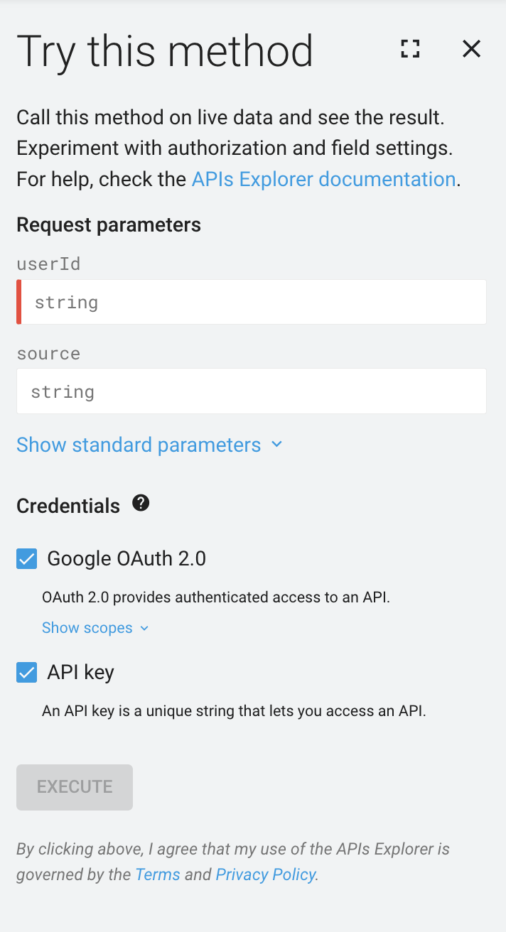 Panel boczny Eksploratora interfejsów API interfejsu Google Books API