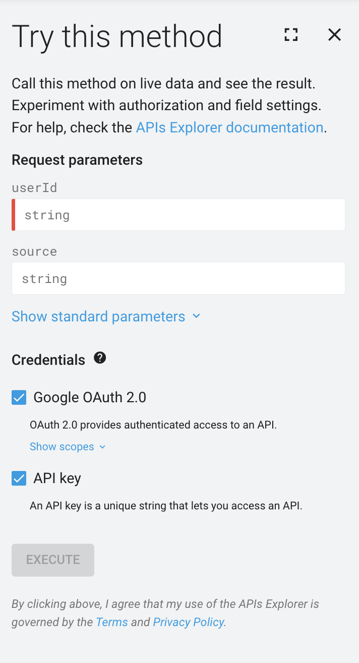 Panneau latéral de l&#39;API APIs Explorer pour l&#39;API Google Livres