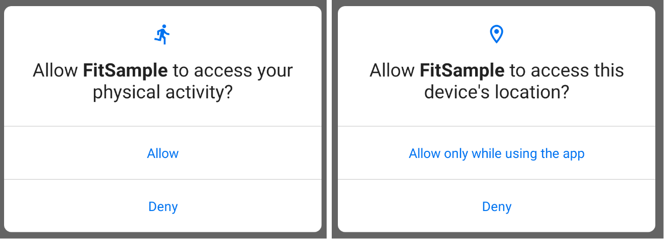 Пример экрана согласия на доступ к разрешениям Android