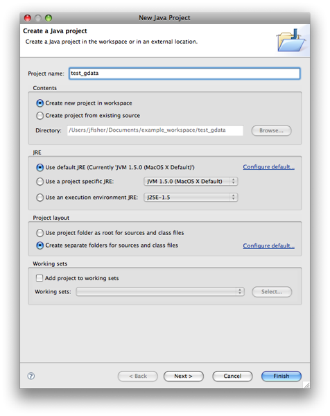 Neues Eclipse-Projektfenster