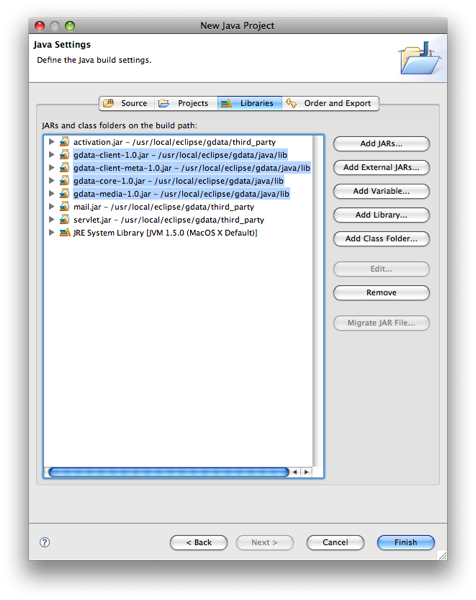 إضافة ملفات GData JAR