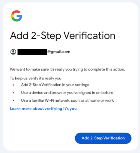 شاشة التحقّق بخطوتين في OAuth