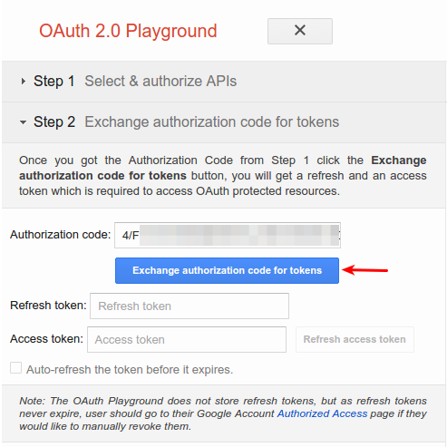 प्लेग्राउंड का ऑथराइज़ेशन कोड टोकन