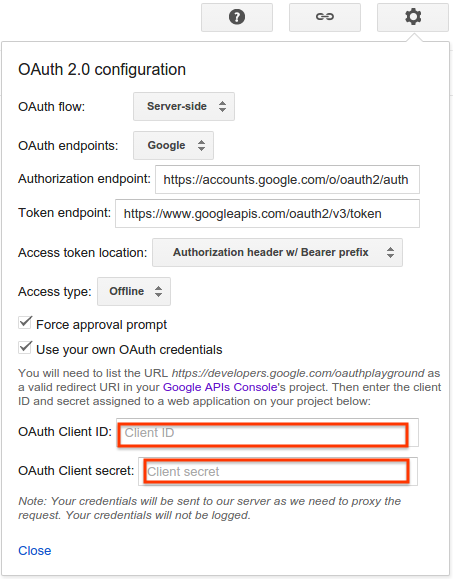 paramètres de l'environnement de test