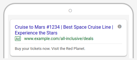 Example of a responsive search ad format