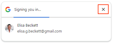 Rückkehr eines Nutzers mit einer einzelnen Sitzung über FedCM (mit aktivierter automatischer Anmeldung)