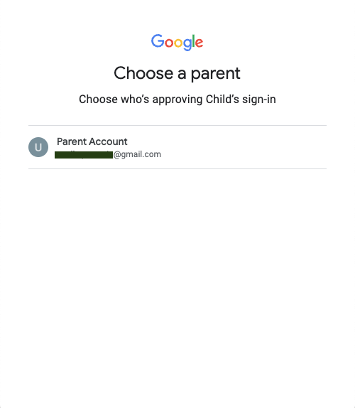 Choisir un parent pour approuver la page de connexion