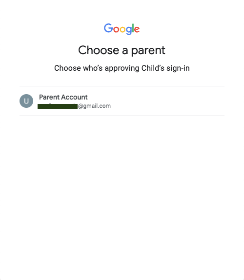 로그인을 승인할 부모 선택 페이지