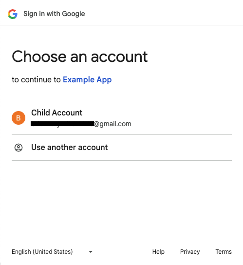 Accédez à la page du compte enfant.