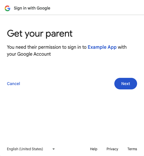 Pídele a tu madre o padre que apruebe la página de acceso