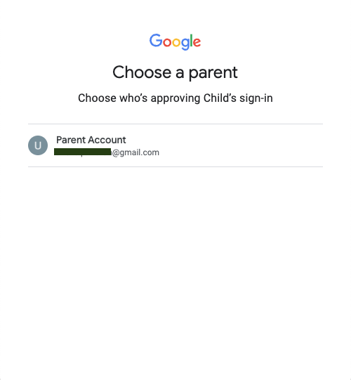 Choisir un parent pour approuver la page de connexion