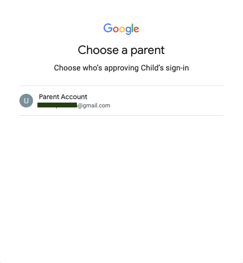 Выберите родителя, который хочет одобрить страницу входа