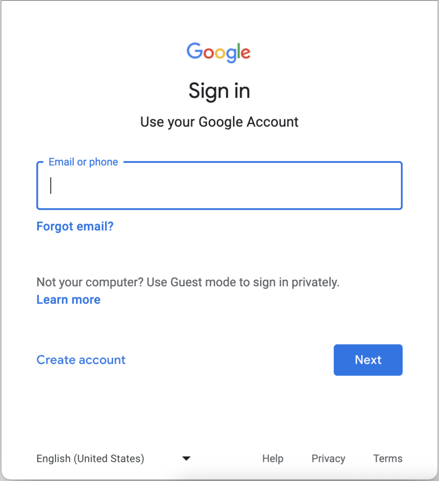 البريد الإلكتروني لحساب Google