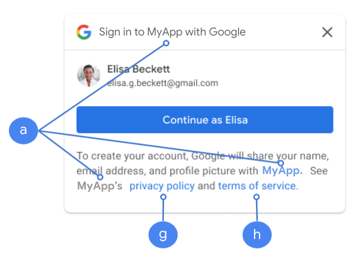 One Tap tarafından gösterilen OAuth kullanıcı rızası ayarları