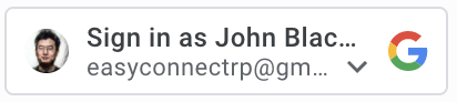 Tombol yang dipersonalisasi dengan nama dan email berbentuk elips.