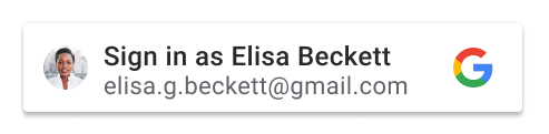 Nút được cá nhân hoá hiển thị tên của một Tài khoản Google.