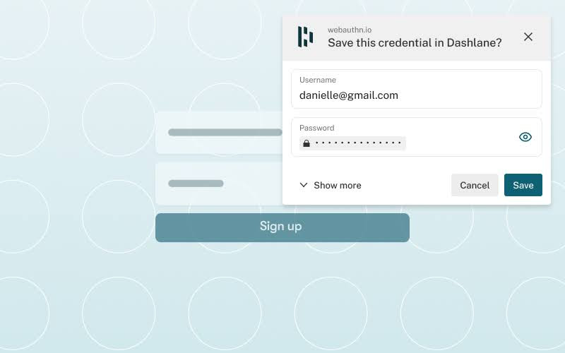 ข้อความแจ้ง Dashlane ขอบันทึกรหัสผ่านจากช่องรหัสผ่าน