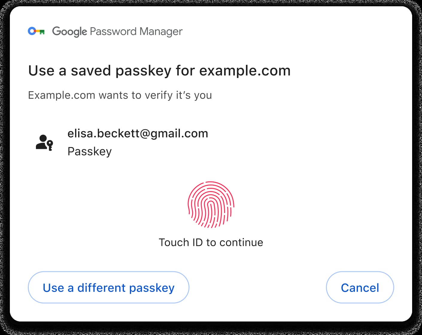 Connexion avec une clé d&#39;accès basée sur Touch ID dans Chrome sur macOS