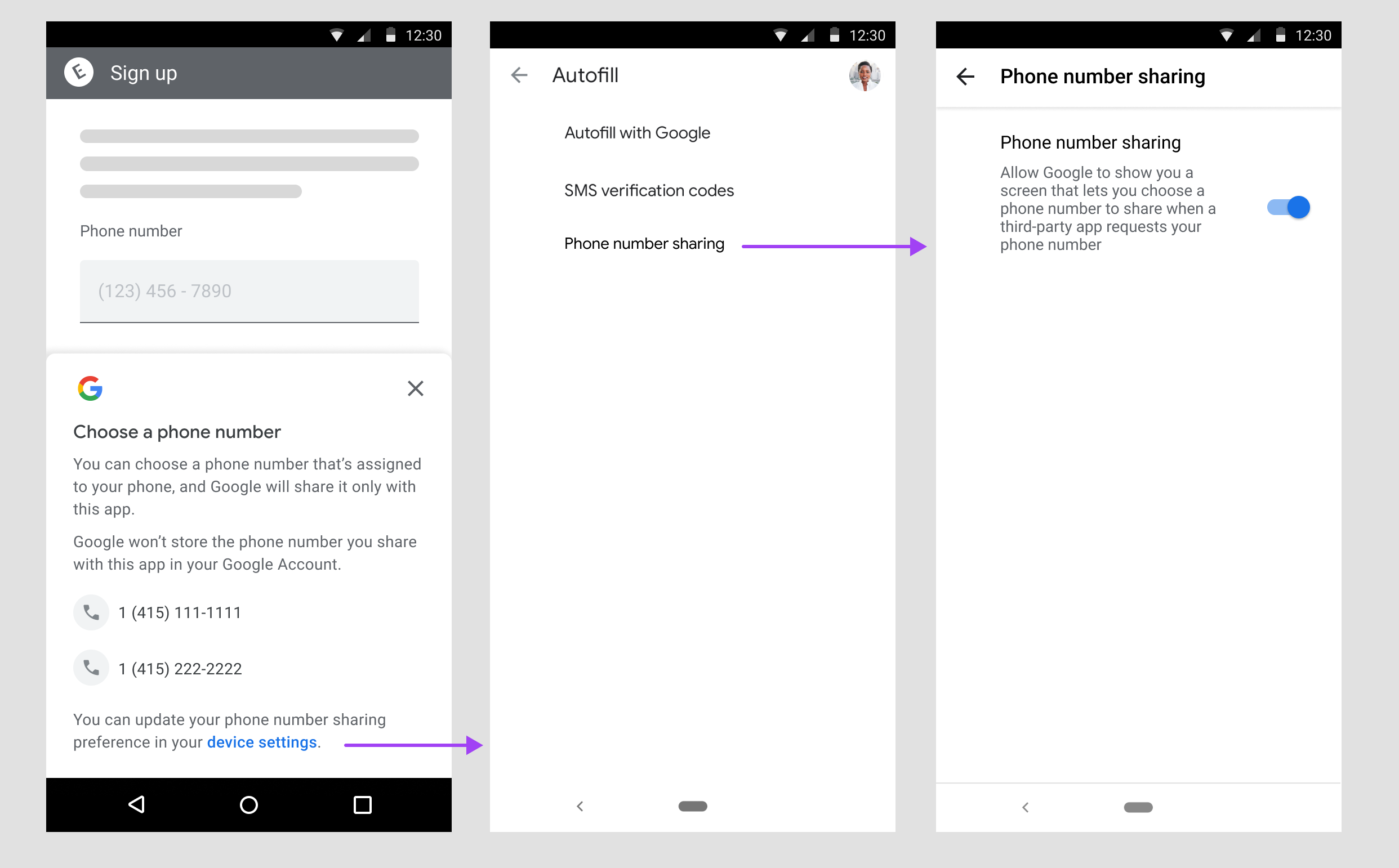 IU y configuración de Phone Number Hint