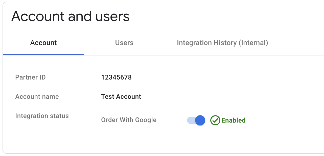 Integration status toggle screenshot