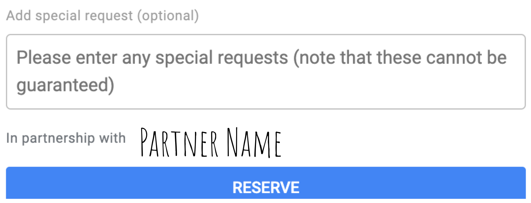 Figure 1: special request box in dining check-out flow