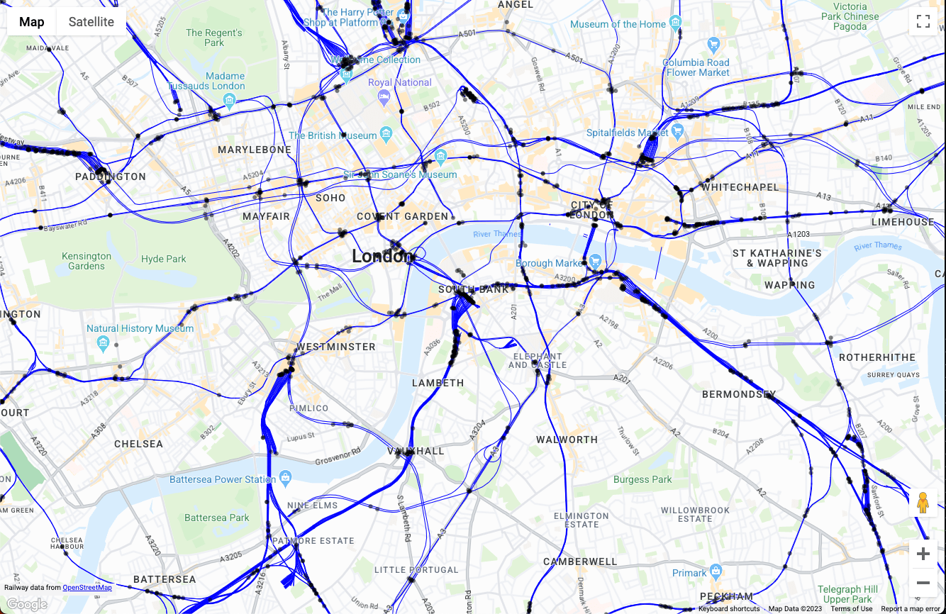 ロンドン鉄道の地図