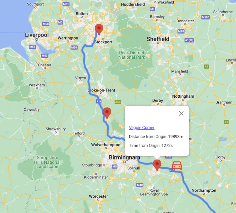 Route with search results