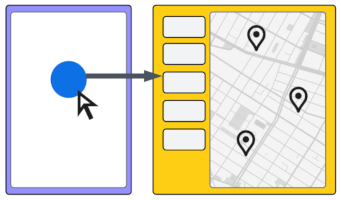 青いドットのある地図。新しいウィンドウで地図にリンクします。
