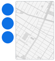 Mapa z niebieskim kropkami