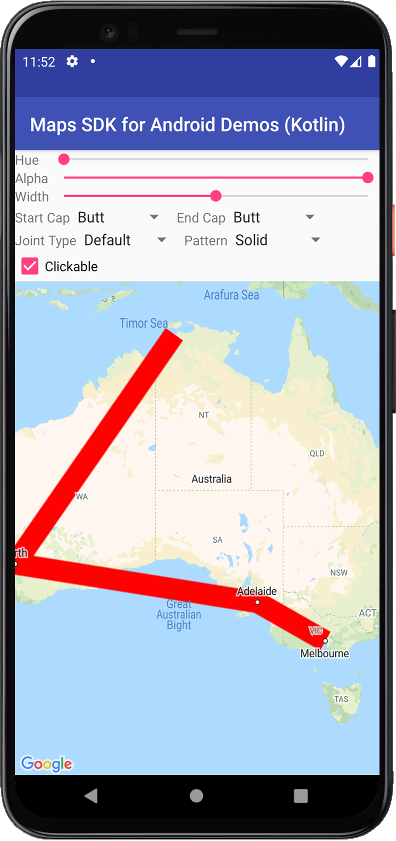 خريطة باستخدام خط متعدد أحمر اللون