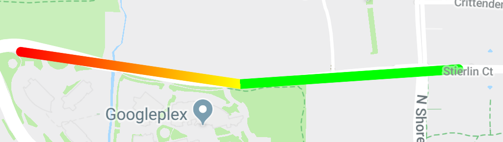 خريطة تتضمّن خطًا متعدد الأضلاع متدرّج الألوان