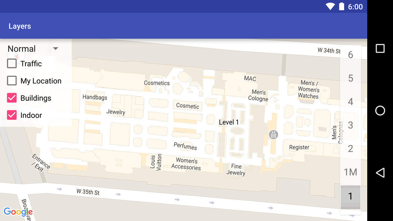 Una mappa di interni di un centro commerciale che mostra le uscite e le sezioni di merce.