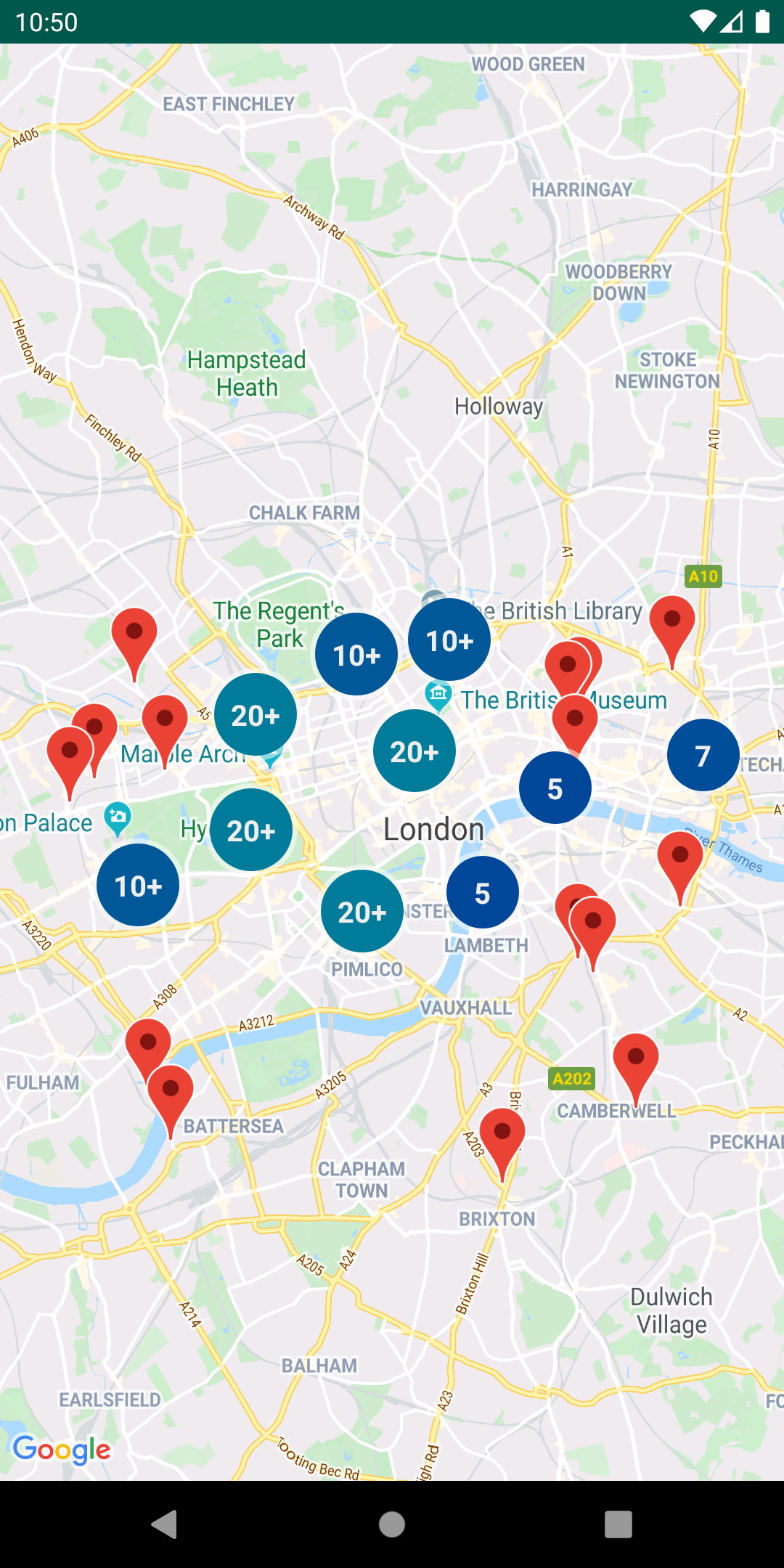 Mappa con indicatori raggruppati