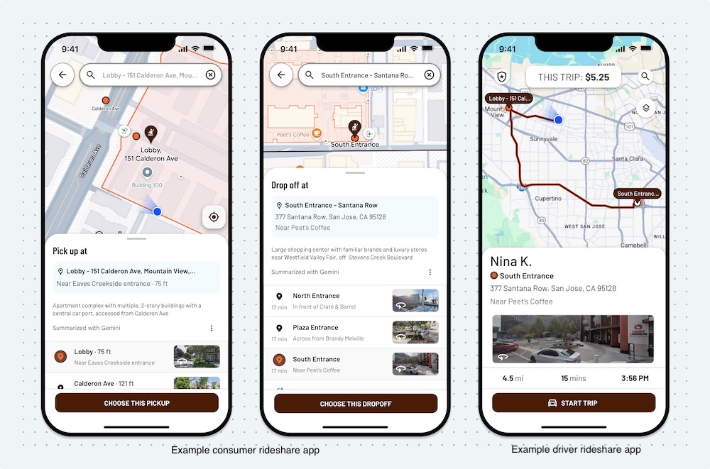 Exemplos de apps para consumidores e motoristas