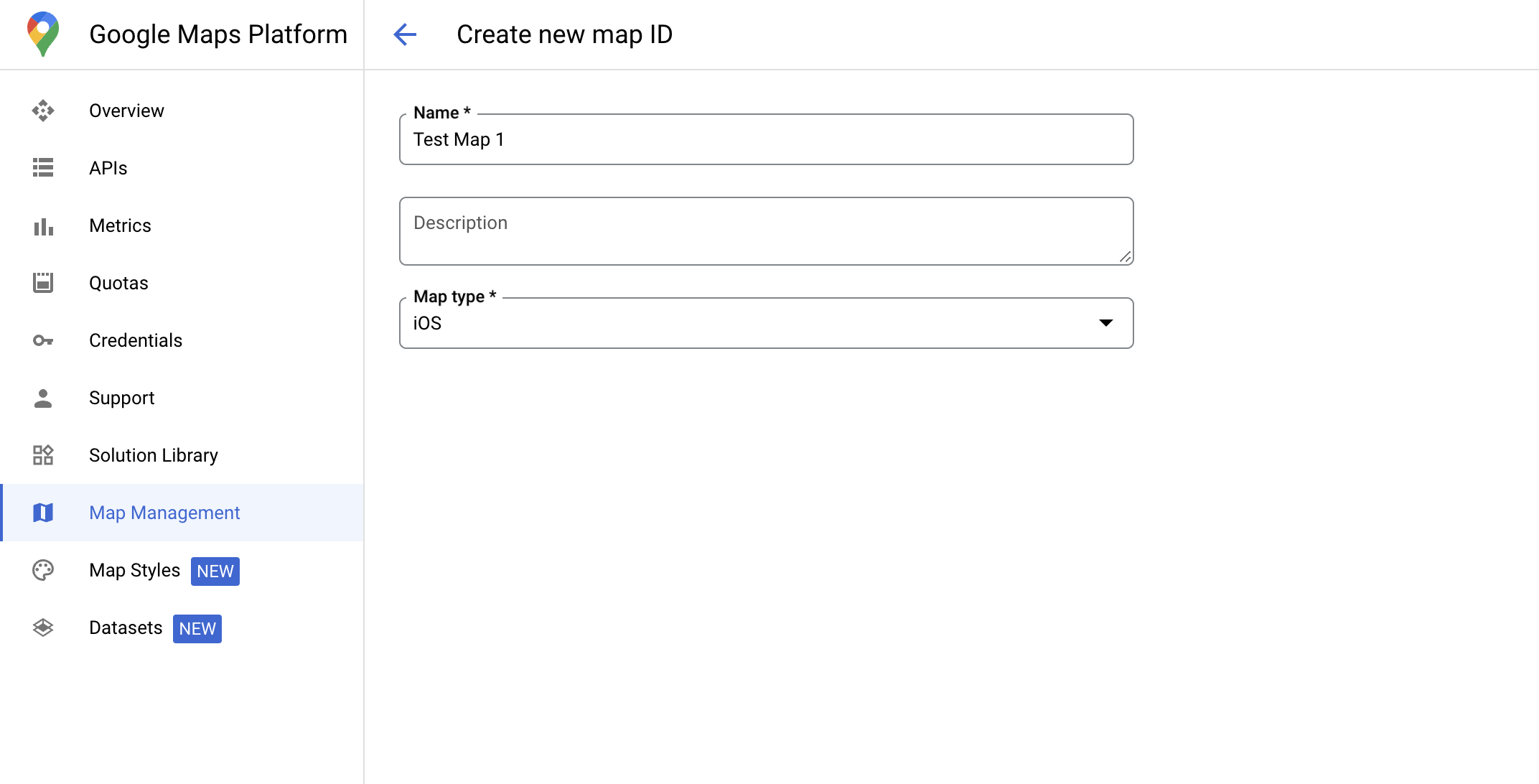 Google Cloud Console'un ekran görüntüsü