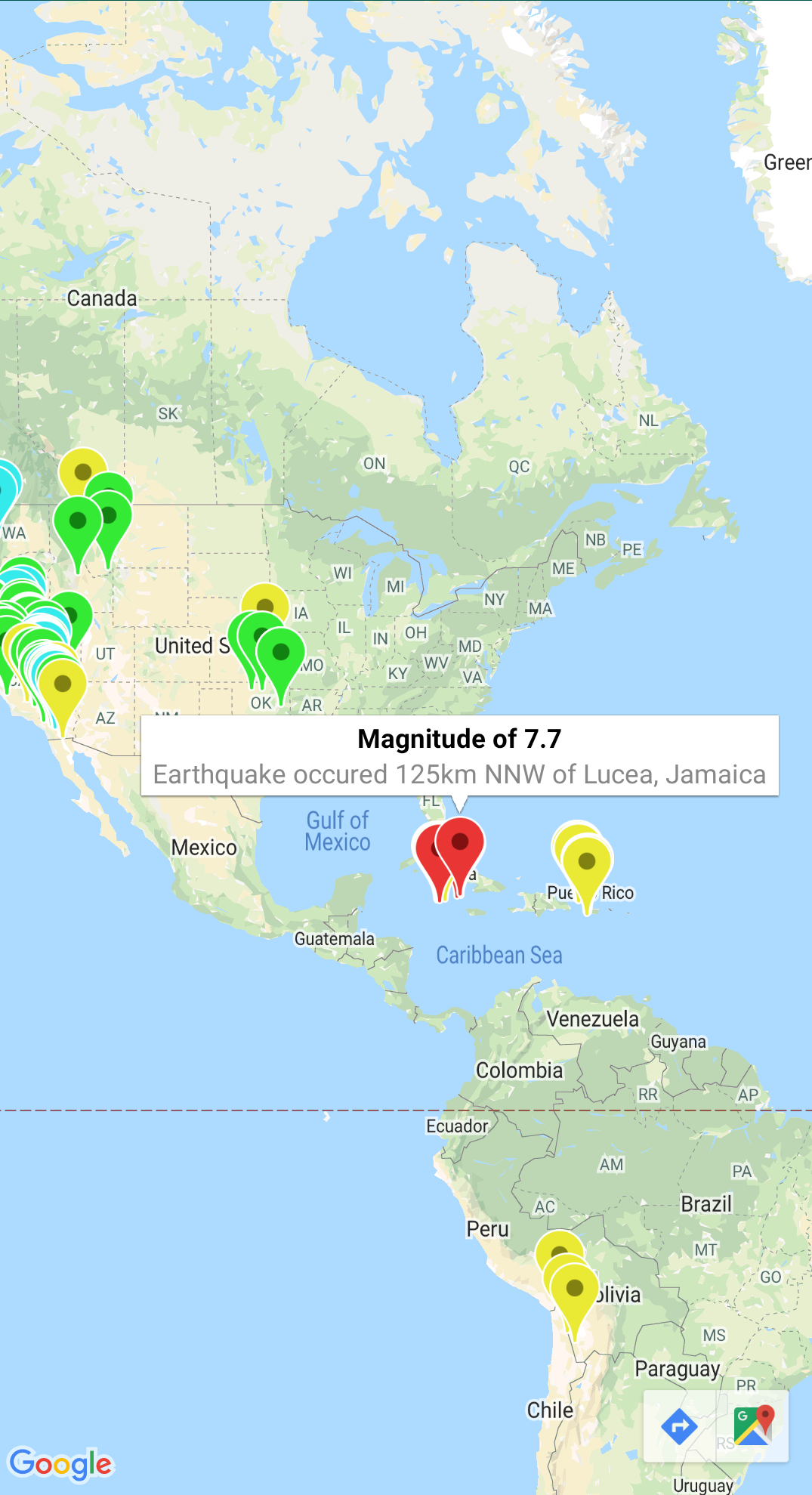 Une carte avec un calque GeoJSON