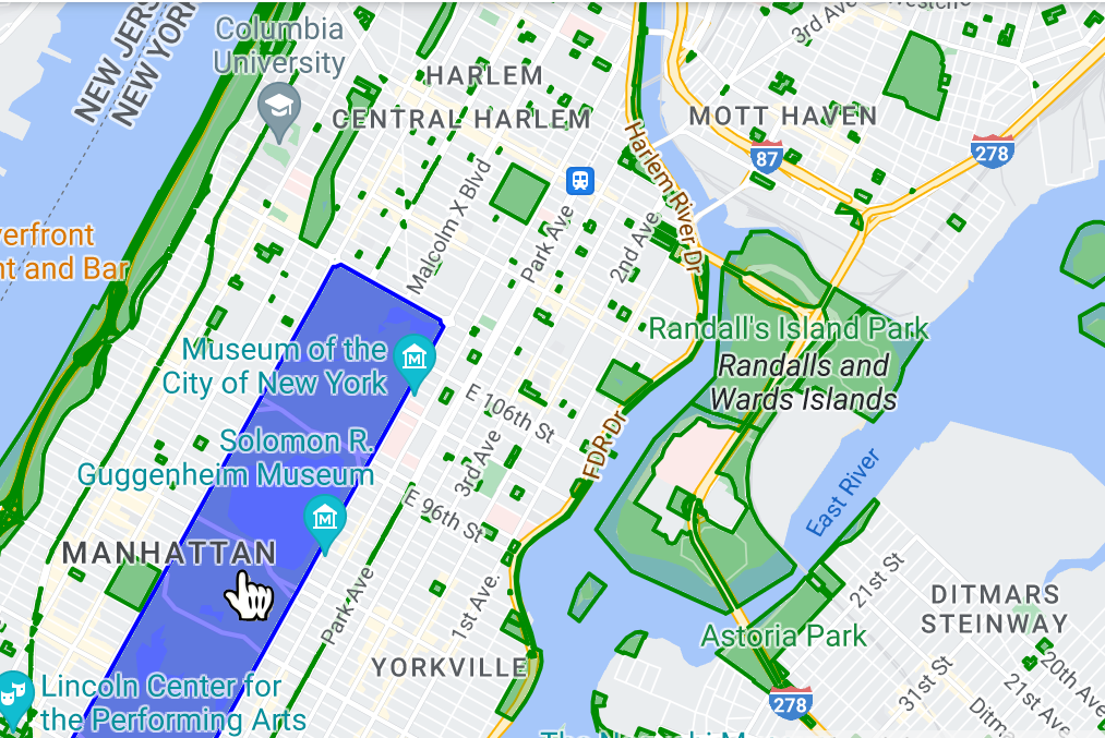 カーソルで地図をタップしているスクリーンショット。