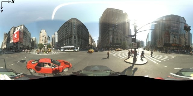 Şehirdeki bir sokağın panorama görünümü
