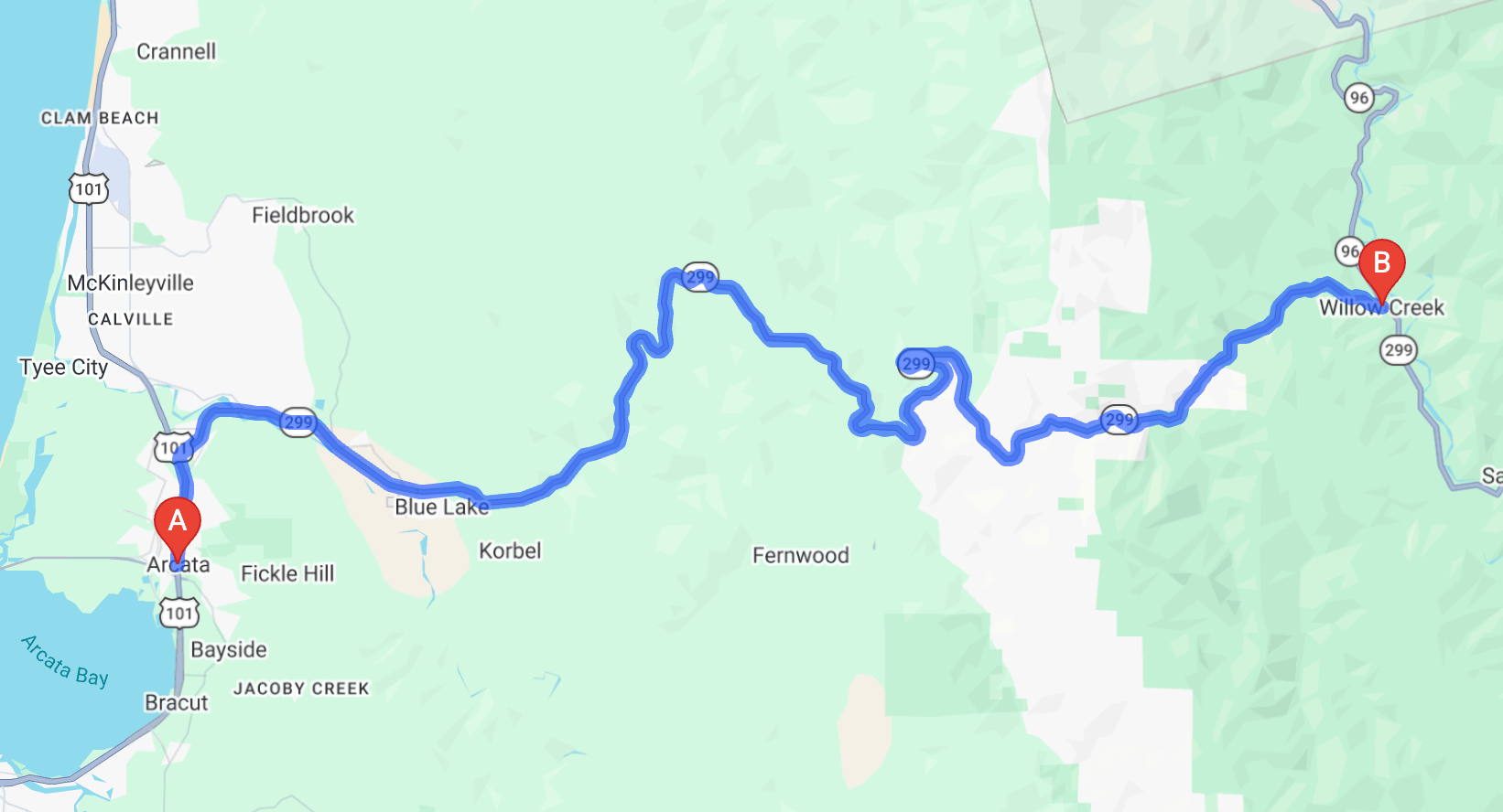 Directions on a map.