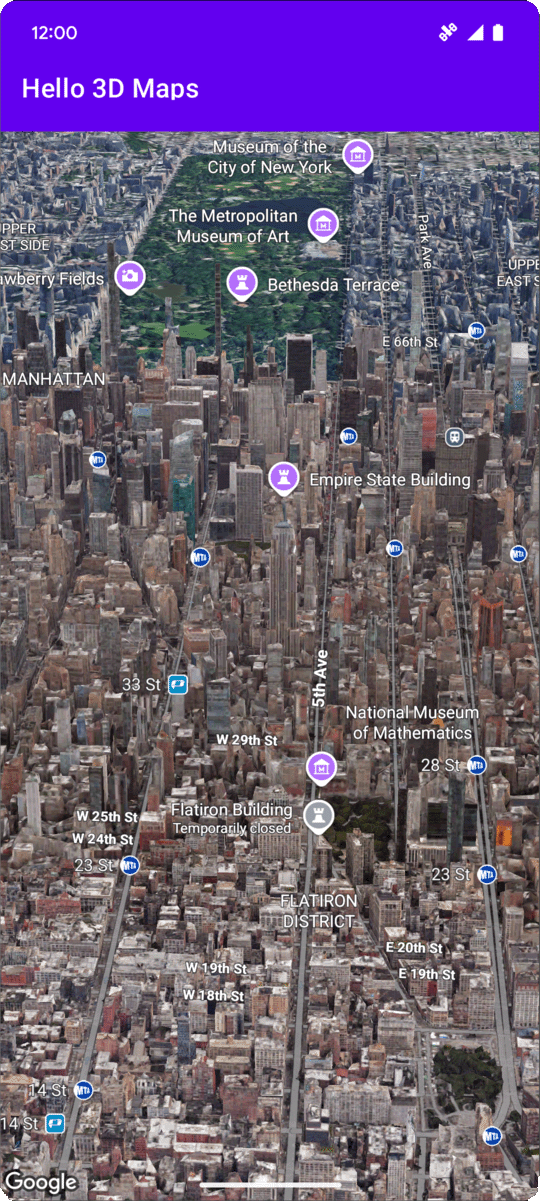 Un mapa en 3D que muestra la ciudad de Nueva York