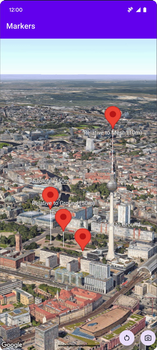 Repères sur une carte 3D