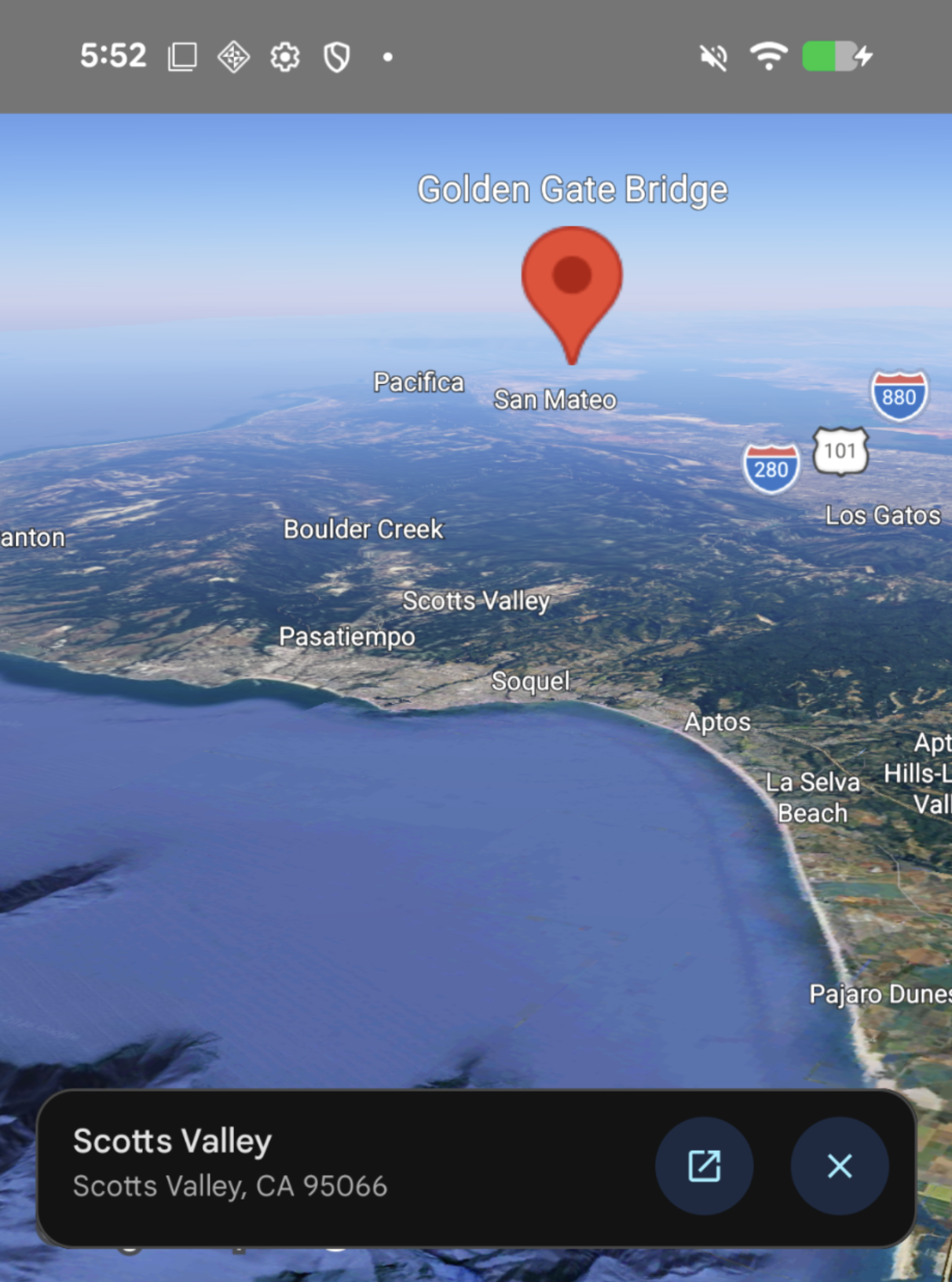 Photo showing a small popover with place details in the bottom of the screen resulting from a click.