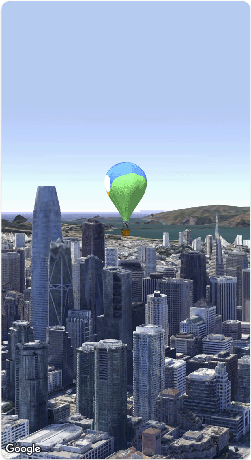 มุมมองแผนที่ที่แสดงโมเดล 3 มิติ