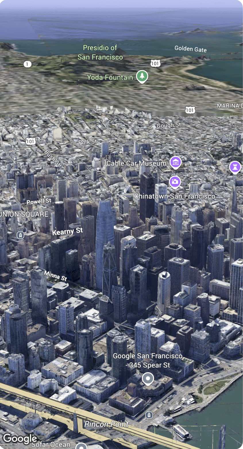 Una visualizzazione della mappa che mostra le limitazioni dei controlli della videocamera
