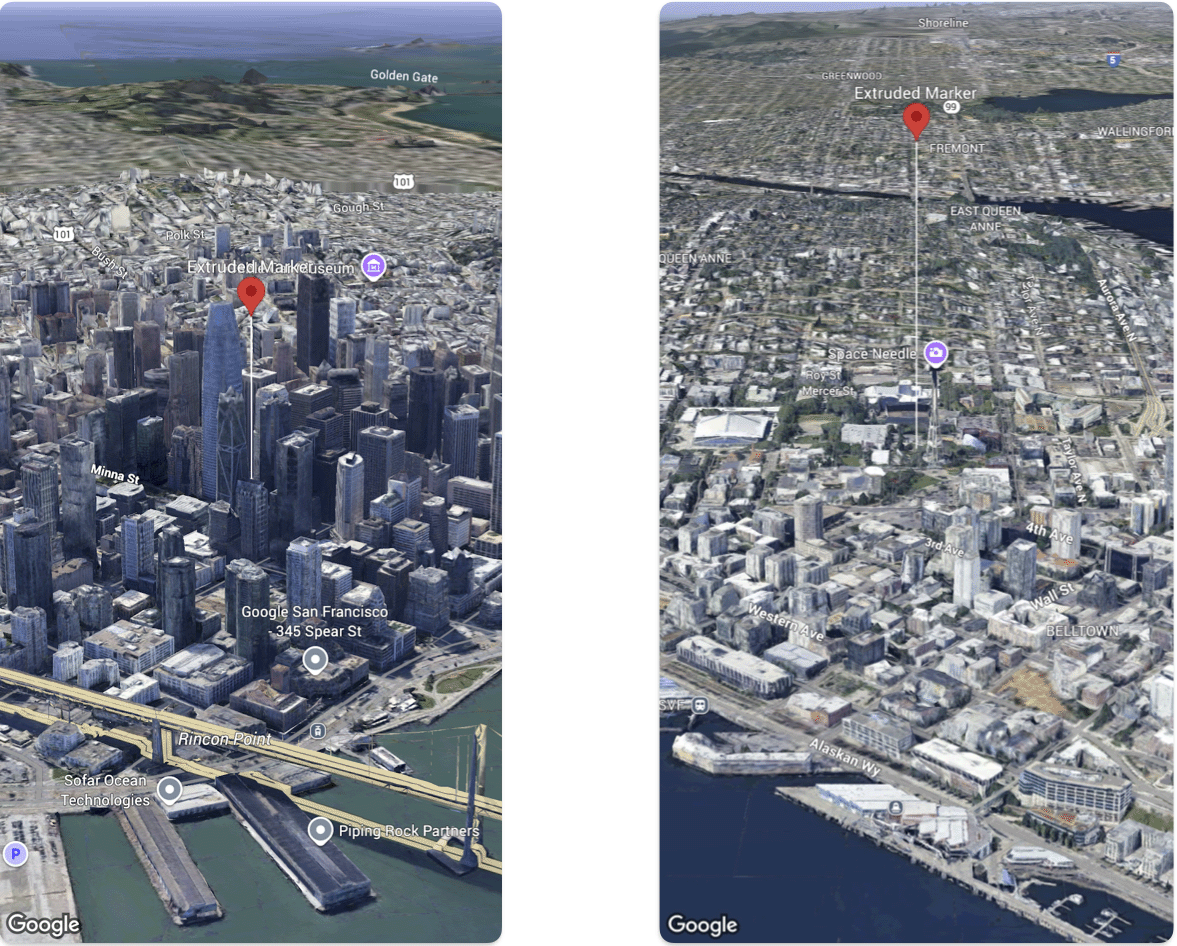 3D haritada ekstrüde edilmiş işaretçi