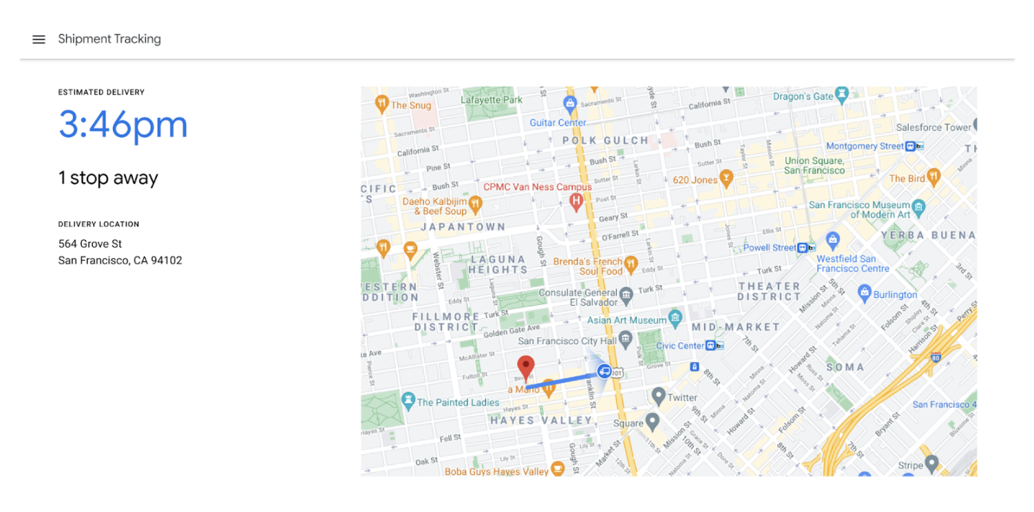 跟踪预定货件任务的示例 Web 应用