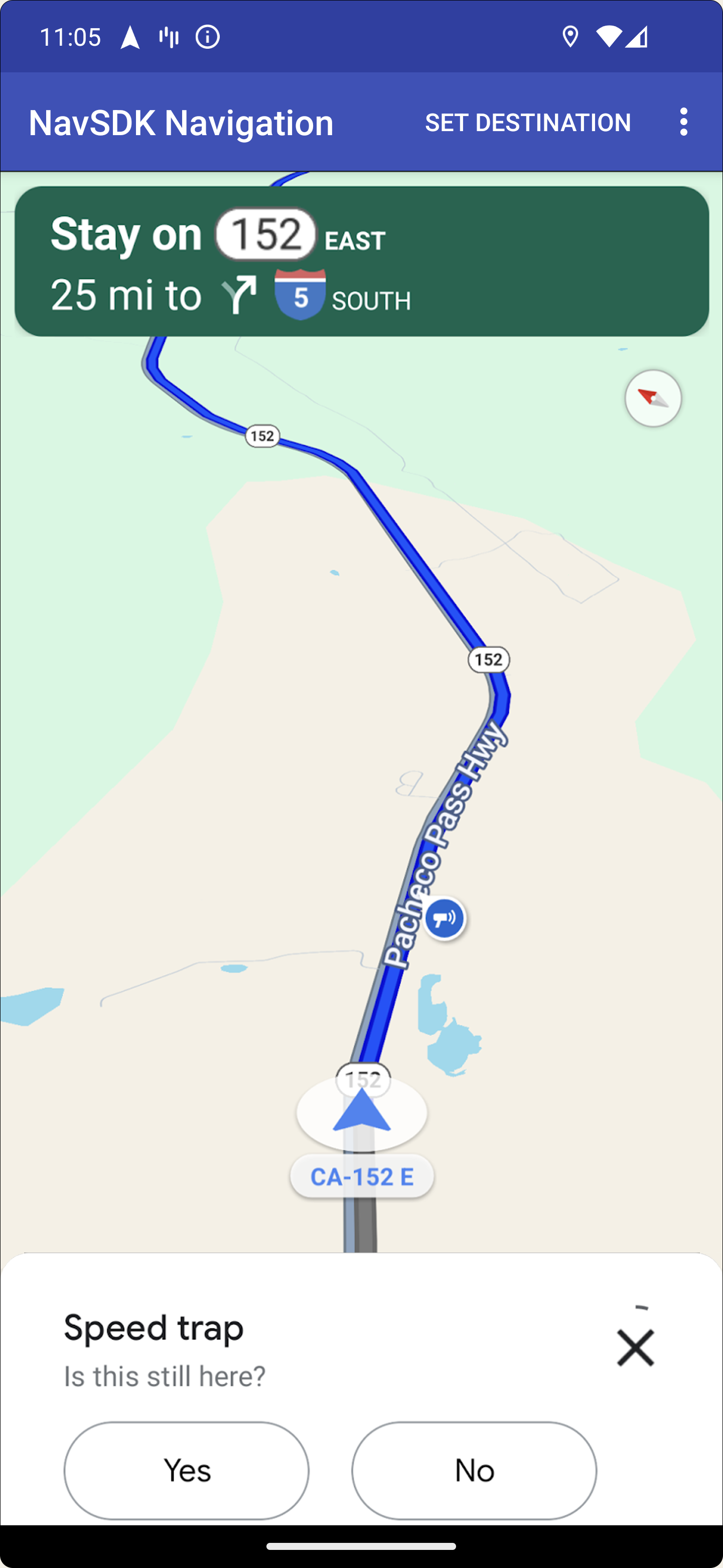 Active navigation info card