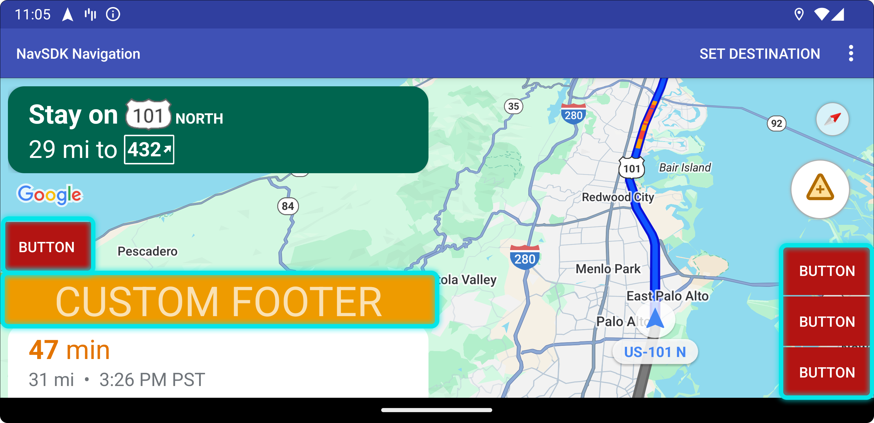 Son las posiciones de los controles personalizados para la orientación horizontal.